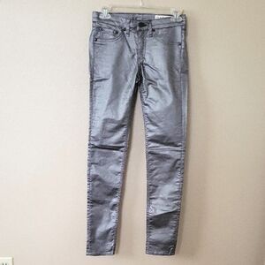 Rag & Bone Pewter Metallic Skinny Jean Leggings - Size 25